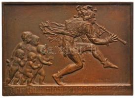 Német Államok / Hameln ~1925. "A hamelni patkányfogó" legendának emléket állító egyoldalas Br plakett. Szign.: Karl Perl (54x75mm) T:2,2- German States / Hameln ~1925. "Pied Piper of Hamelin" commemorative bronze plaque. Sign: Karl Perl (54x75mm) C:aXF