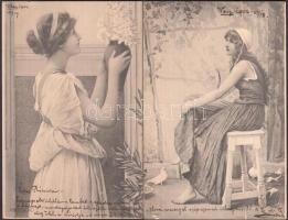 6 db szép, antik stílusú, századfordulós művészlap / 6 Antique style art postcards, Theo Stroefer
