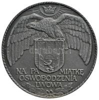 Lengyelország (osztrák veret) 1915. "Lviv felszabadulásának emlékére" cink emlékérem. Szign.: Jan Wysocki (50mm) T:2,2- Poland (austrian mint) 1915. "Liberation of Lviv" commemorative zinc medallion. Sign: Jan Wysocki (50mm) C:aXF