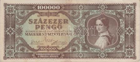 1945-1946. 10db különféle pengő bankjegy T:II-,III