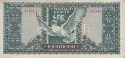 1945-1946. 10db különféle pengő bankjegy T:II-,III