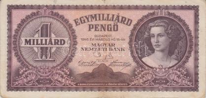 1945-1946. 10db különféle pengő bankjegy T:II-,III