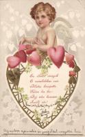 Romantic Embossed, litho greeting card (EB)