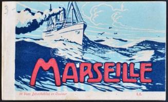 Marseille - 17 lapból álló régi képeslap füzet, benne térkép / postcard booklet with 17 cards, including map