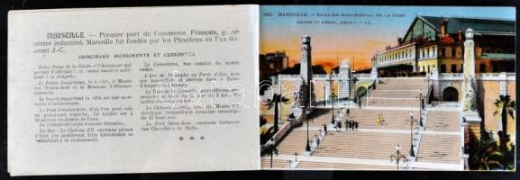 Marseille - 17 lapból álló régi képeslap füzet, benne térkép / postcard booklet with 17 cards, inclu...