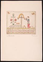 Pohárnok Zoltán (1905-1976), Farkas Lídia (1910-1985): János vitéz, sorozat. Színezett rézkarc, papí...