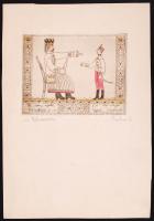 Pohárnok Zoltán (1905-1976), Farkas Lídia (1910-1985): János vitéz, sorozat. Színezett rézkarc, papí...