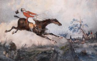 Swebach, Eduard Bernard (1800-1870): Megbokrosodott ló. Színezett litográfia, papír, jelzett a liton...