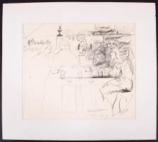 Végh András (1940-): Vázlatrajz. Ceruza, papír, jelzett, 27×31 cm