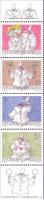 Grußmarken Viererstreifen mit Rand, Üdvözlőbélyegek ívszéli négyescsík, Greeting stamps margin stripe of 4