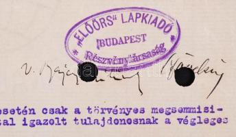 1929 Az Előörs politikai hetilap elismervénye Bajcsy Zsilinszky Endre saját kezű aláírásával