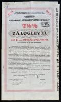 1930. "Pesti Hazai Első Takarékpénztár-Egyesület" 7 1/2% Záloglevél 500$-ról szelvényekkel T:III