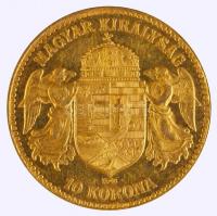 1910KB. 10K Au "Ferenc József" (3.39g/0.900) T:2 kis ph.
Hungary 1910. 10 Kronen Au "...