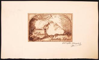 Komjáti-Wanyerka Gyula (1894-1958): Ex libris Koronthály Kálmán. Rézkarc, papír, jelzett, 16x24cm