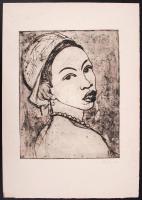 Ék Sándor (1902-1975): Afrikai nő. Rézkarc. jelzett. 37x50 cm