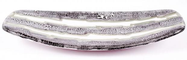 Jelzett retró festett, mázas, kerámia tál, hibátlan, 18×35 cm