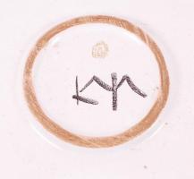 Jelzett retró festett, mázas, kerámia tál, hibátlan, 18×35 cm