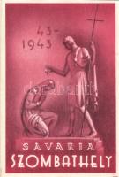 Szombathely Rajki István szobra, Szent Márton Savaria-ban megkereszteli édesanyját; emlék Szombathely 1900 éves városi múltjából So.Stpl