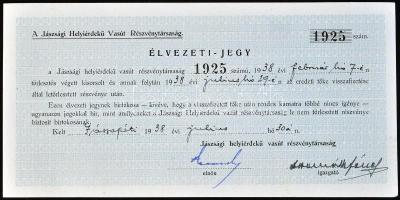 Jászladány 1911. "Jászsági Helyi Érdekű Vasút Részvénytársaság" 200K-ról szóló Elsőbbségi ...