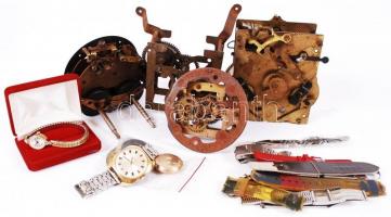 Óra tétel: Doboznyi órák, óra szerkezetek, tartozékok, 20×20 cm, m:30 cm