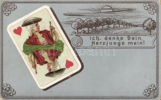 Ich denke Dein, Herz junge mein! / Playing card, man, Art Nouveau, litho (EK)