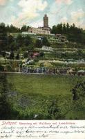 Stuttgart Hasenberg mit Waldhaus und Aussichtsturm / Forest house and tower, train