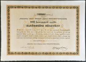 Jászladány 1911. "Jászsági Helyi Érdekű Vasút Részvénytársaság" 200K-ról szóló Elsőbbségi ...