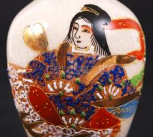 Japán antik mini váza, kézzel festett, hibátlan, jelzett, m:9 cm /Japan antique mini vase