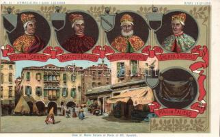 Doges of Venice from 1312 to 1355, Giovanni Soranzo, Francesco Dandolo, Bartolomeo Gradenigo, Andrea Dandolo, Marin Faliero, litho