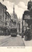 Milano, Milan; Corso Vittorio Emanuele, cathedral, tram