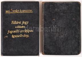 1936 és 1942 2db MÁV félárú jegy váltására jogosító fényképes igazolvány