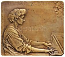 Ausztria 1909. "Adagio / Beethoven" Br plakett (70x80mm) Szign.: Stefan Schwartz (1851-1924) T:2- (karcos) Austria 1909. "Agaio - Beethoven" Br plaque (70x80mm) Sign.: ST. SCHWARTZ C:VF (scratched)