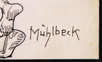 Mühlbeck Károly (1869-1943): Illusztrációk 4db Gárdonyi Géza: Göre Gábor bíró úr sorozatából, tus, p...