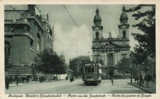 Budapest VIII. Józsefvárosi telefonközpont a 16-os villamossal (fa)