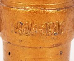 1914-1916  Füles hadi mozsár törővel, festett öntött vas, "Durch Krieg zum Sieg" feliratta...