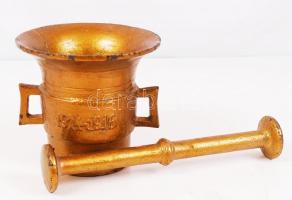 1914-1916  Füles hadi mozsár törővel, festett öntött vas, "Durch Krieg zum Sieg" feliratta...