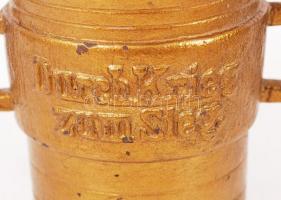 1914-1916  Füles hadi mozsár törővel, festett öntött vas, "Durch Krieg zum Sieg" feliratta...