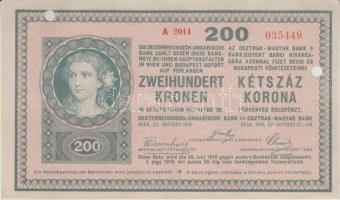 1918. 200K "A 2014" sima hátlappal lyukasztott T:II