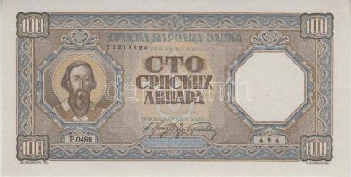 Szerbia / Német megszállás 1943. 100D (2x) sorszámkövető T:I,I- Serbia / German occupation 1943. 100 Dinara (2x) sorszámkövető C:UNC,AU