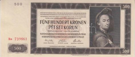 Német 3. Birodalom/Cseh-Morva Protektorátus 1942. 500K T:I- German Third Reich/Protectorate of Bohemia and Moravia 1942. 500 Korun C:AU