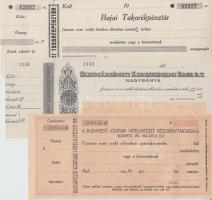 ~1940. 3db kitöltetlen csekk Bajai Takarékpénztár, Szatmárnémeti Kereskedelmi Bank Rt. Nagybánya, Budapesti Kisipari Hitelintézet Rt. T:I