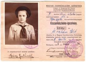 1938 A Magyar Cserkészleány Szövetség tagsági igazolványa 2db fotóval / Scout certificate with 2 photos