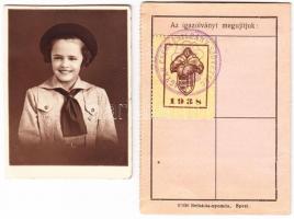 1938 A Magyar Cserkészleány Szövetség tagsági igazolványa 2db fotóval / Scout certificate with 2 pho...