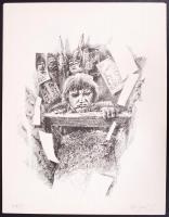 Váczy Jépont Tamás (1948-2008): Infark­tus után, grafikai sorozat, 12+1 db, szita 100/5, papír, jelz...