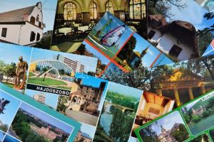 89 db modern, magyar városképes lap, benne egy leporello budapesti református templomokról / 89 modern Hungarian postcards