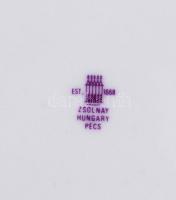 Zsolnay virágos kínáló tál, matricás,jelzett, hibátlan, 23x23cm, m:6cm / Zsolnay porcelain bowl