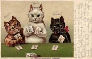 Cats, playing card, litho (EK)