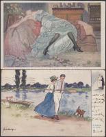 10 db régi motívumlap erotika, művész, katonai, virág és folklór témában / 10 motive cards: erotica,...