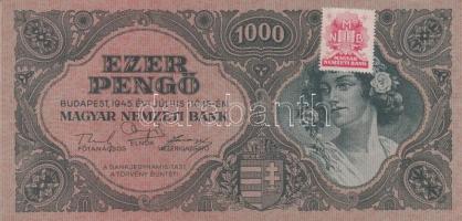 1945. 1000P bélyeggel (3x) egymás utáni sorszámmal T:II