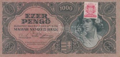1945. 1000P bélyeggel (3x) egymás utáni sorszámmal T:II